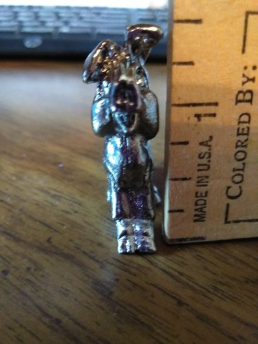 Silver Metal Mini Angry Pig Figurine