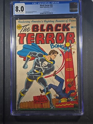 1946 BLACK TERROR #16 - Alex Schomburg Cover - Nedor Publications - CGC 8.0