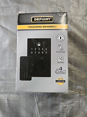 Defiant Square Matte Black Compact Touch Electronic Single Cylinder Deadbolt