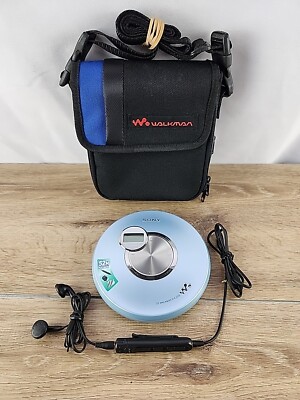 Sony CD Walkman - Personal CD Player - Blue(D-EJ250) W/Case + Earbuds/Controller