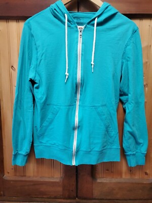 Fruit of the Loom 100% Sofspun Cotton Jersey Full Zip Hoodie Size Small Teal