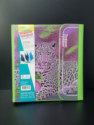 Mead Original Trapper Keeper Binder Retro Portfolio Vintage Style Purple Cheetah