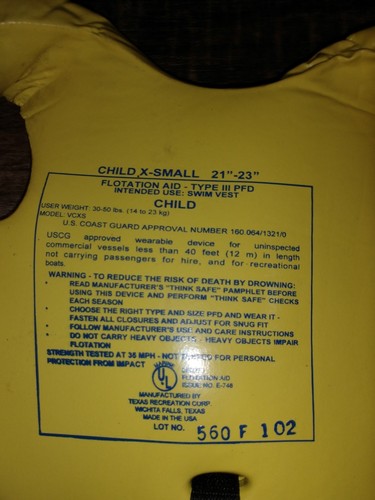 Super-Soft Child Vest Childs X-Small Type III PFD, 21