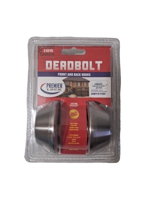 Premier Lock Deadbolt Front & Back Doors DB01 Solid Brass Deadbolt US3 Brass Fin