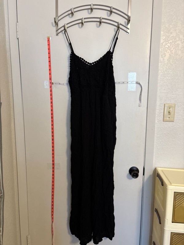 Jun & Ivy Black Crochet Bodice Wide Leg Jumpsuit