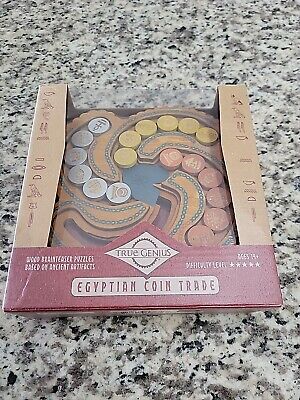 Egyptian Coin Trade Wood Brainteaser Puzzle by True Genius, New, 14+
