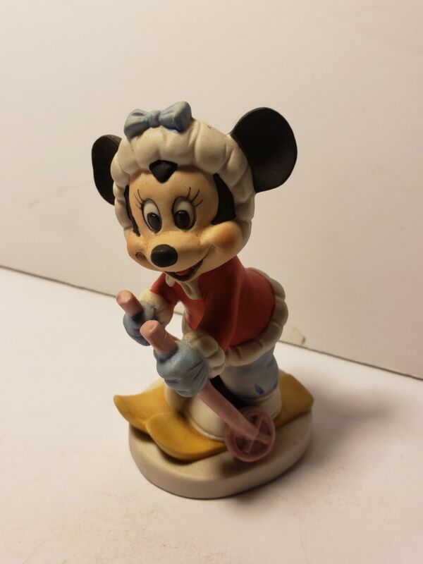 Vintage Walt Disney Productions Snow Skiing Minnie Mouse Porcelain figurine ski