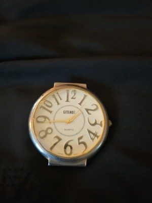 Gitano Watch  Gold Case Easy Read Diamond Cut Crystal Vintage Parts Repair