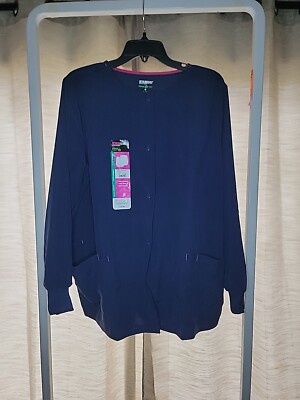 New Womens XL Active Warm Up Jacket Scrubstar Blue Long Sleeves Scrub Star