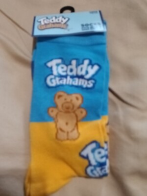 Teddy Grahams Print Novelty Crew Socks - Men s Size 6-12, New