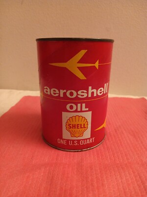 AEROSHELL Vintage Can 1 QT  Cardboard Aviation Straight Mineral Oil Full