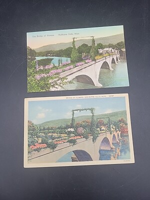2 Mohawk Trail MA-Massachusetts, Bridge Of Flowers Shelburne, Vintage Postcards