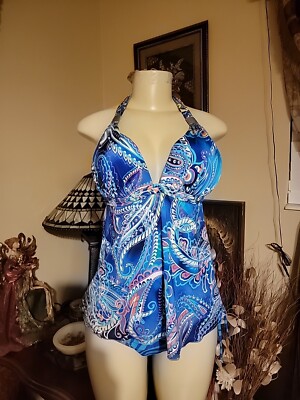 venus Goddes Ruffle Hem Halter tankini top Orig $49 Sale $26 Size 14