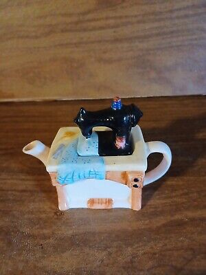 Vintage Teapot Antique Sewing Machine Ceramic Sewing Room Decor Quilting Trunk