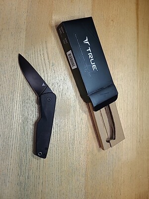 TRUE Ball Bearing Flipper Pocket Knife Linerlock Black Folding 8Cr13MoV 