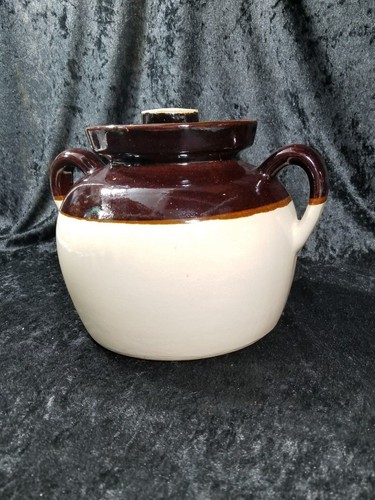 Vintage Robinson Ransbottom Stoneware Crock Pot Pottery Brown Cream R. R. P. CO.