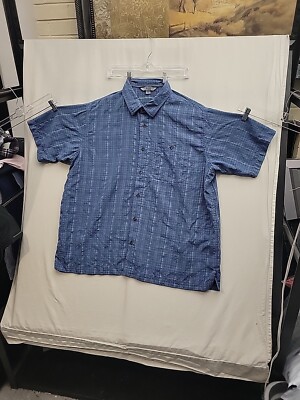 Gander Mountain Guide Series Shirt Mens 2XL Blue Short Sleeve Button Up