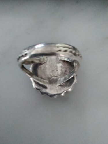 VINTAGE Turquoise and Sterling Silver Ring sz 7 Black Matrix