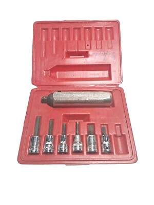 Vintage SNAP-ON  8pc 3/8'' Impact Driver Set in Red Case, Flat & Phillips PIT120