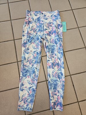 NWT Women's Small MTA Sport Purple Pink White Abstract Fast Dri Leggings Workout