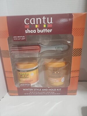 Cantu Shea Butter Winter Style And Hold Kit, Curling Cream, Styling Gel & Brush 