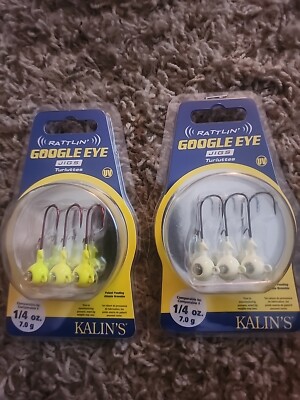 2 - Acme, Kalin's, Rattlin' Google Eye Jigs, 2 - 1/4 oz, new 6 hooks
