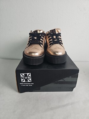 TUK Rose Gold Wingtip Casbah Creeper Womens US Size 10 Men's Size 8 Laceup Shoes