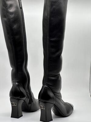 CHANEL 21B Stretch Leather CC Curved Heel Knee High Tall