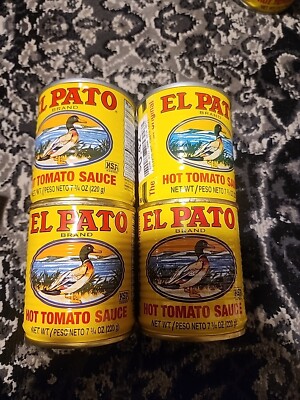 4- CANS El Pato Hot Tomato Sauce 7.75 oz can Burrito Taco Mexican Salsa 01/2026