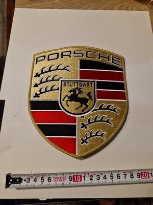 Grand Patch Dorsal Porsche L 18 Cm H 20 Couleur Dore Rouge Et Noir 