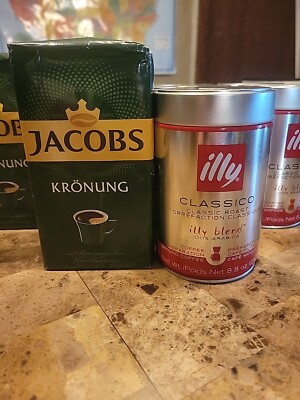 10x Mixed Lot. 5x illy Ground Coffee Classico 5x Jabobs Ground Coffee Kronung