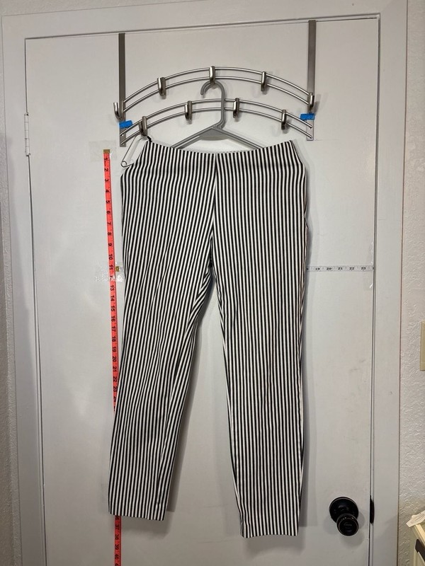 H: H&M Black and White Vertical Striped Skinny Trousers size 2