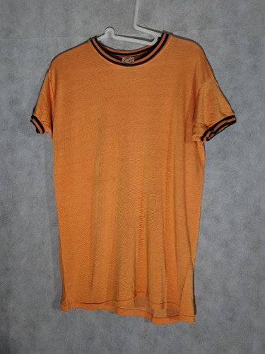 Hanes Sport Vintage 1960s Orange Black Ringer Athletic T