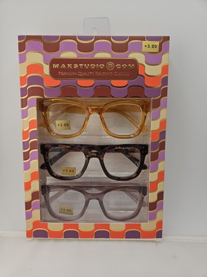 Maxstudio Designer Reading Glasses 3.00 NEW Eyeglasses
