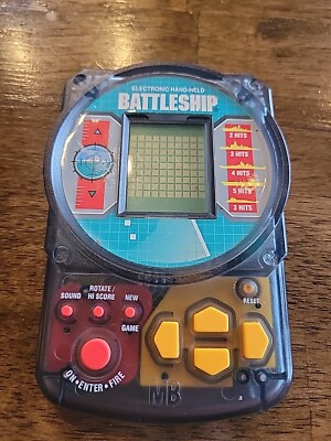 Milton Bradley Electronic Hand-Held BATTLESHIP Clear Case 1995 Tested Works