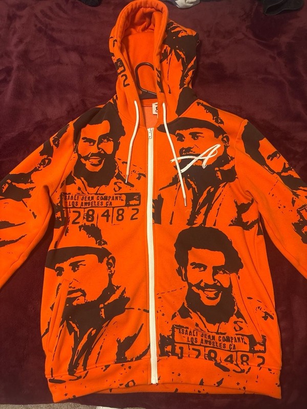 Asaali Jean Company SS23 Orange Pablo Escobar Mugshot Full Zip