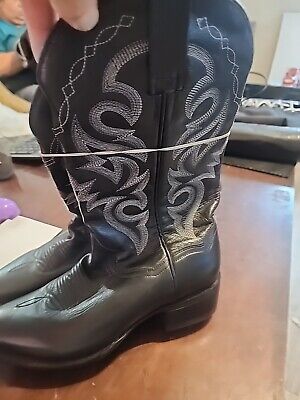 Dan Post Mens Black Leather Cowboy Boots Shoes Size 8.5 D Style 2010