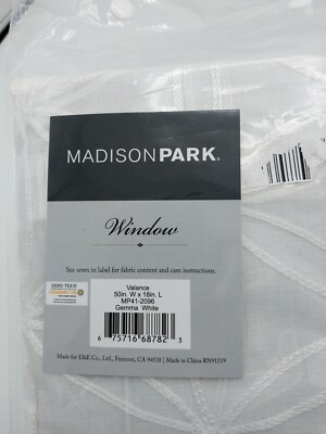 Madison Park Window Valance Gemma White 50in W x 18in L