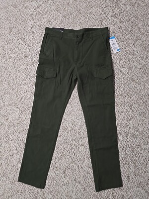 Tony Hawk Cargo Pants Mens Green Flat Front Comfort Soft Fabric Seasonless 34x30