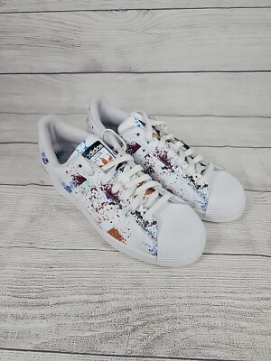 Adidas Superstar White Blue Orange Multi Paint Splatter  ID9770 Men's Size 11