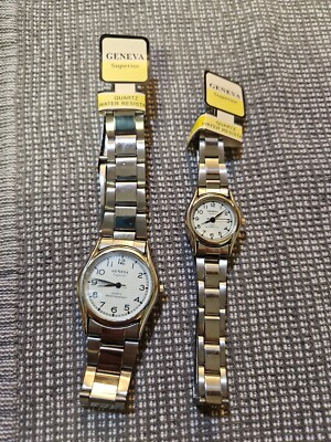 Geneva Wrist Watch Classic Collection Gift Set His & Hers NEW BATTERIES! NEW!!
