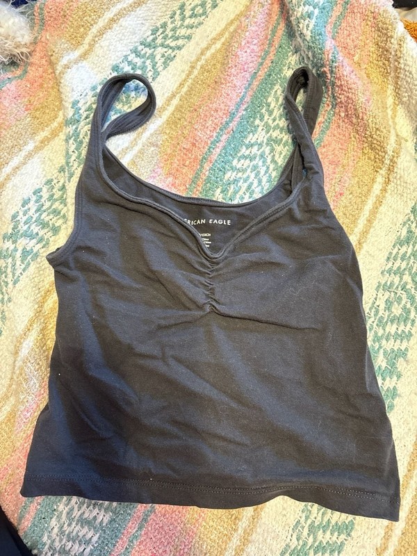 American Eagle Ruched Sweetheart Neckline Cropped Tank Top