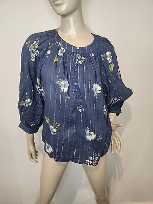 NWT A.N.A. Women's Blouse Blue Sheer Long Sleeve Size XS $44