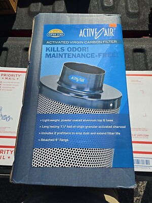 Active Air 4'' x 14'' Activated Carbon Filter Inline Air Filter for Hydroponics