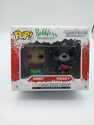 Funko Pop! Bobblers GOTG Groot and Rocket Marvel Collector Corps Exclusive