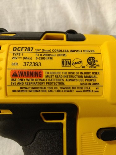 New Dewalt DCF787B 1/4