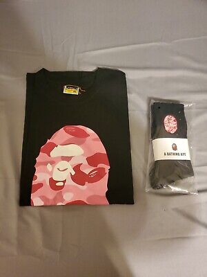A Bathing Ape Bape Pink Camo T-Shirt Socks Bundle Tee XL