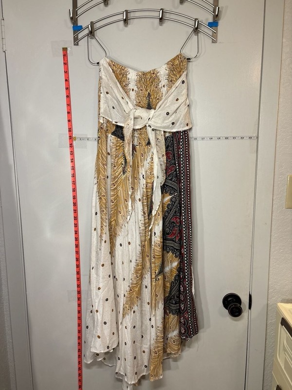 F2: Joob Joob Smocked Strapless Tie-Front Paisley Maxi Dress