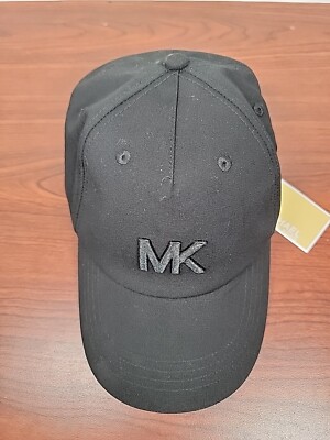 NEW NWT MICHAEL KORS MK Monogram Embroidered Logo Black Baseball Adjustable Hat