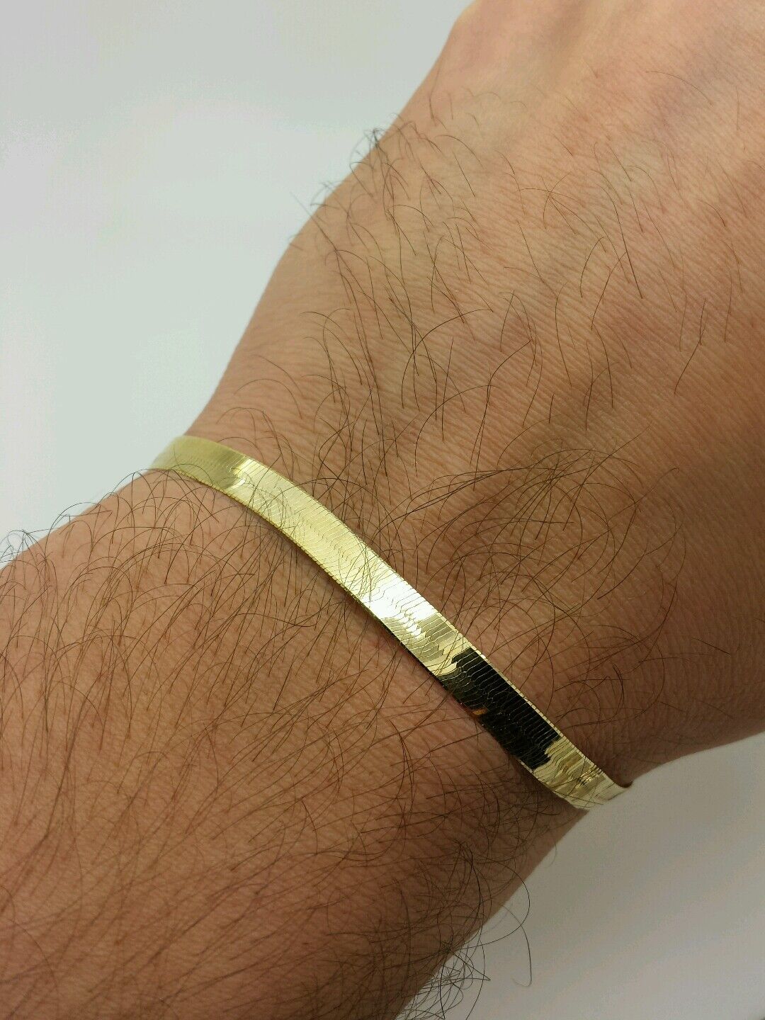 14k Solid Yellow Gold High Polish Herringbone Bracelet 7